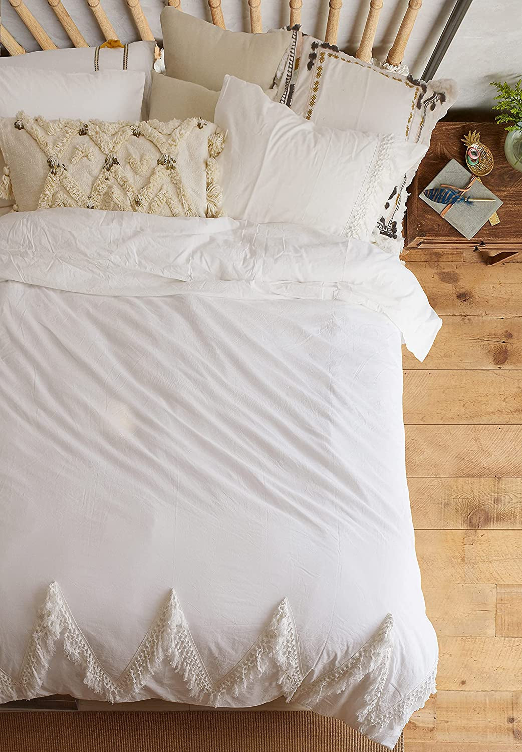 Boho Duvet Cover Boho Bedding Tassel Tufted Fringed 100% Cotton Queen