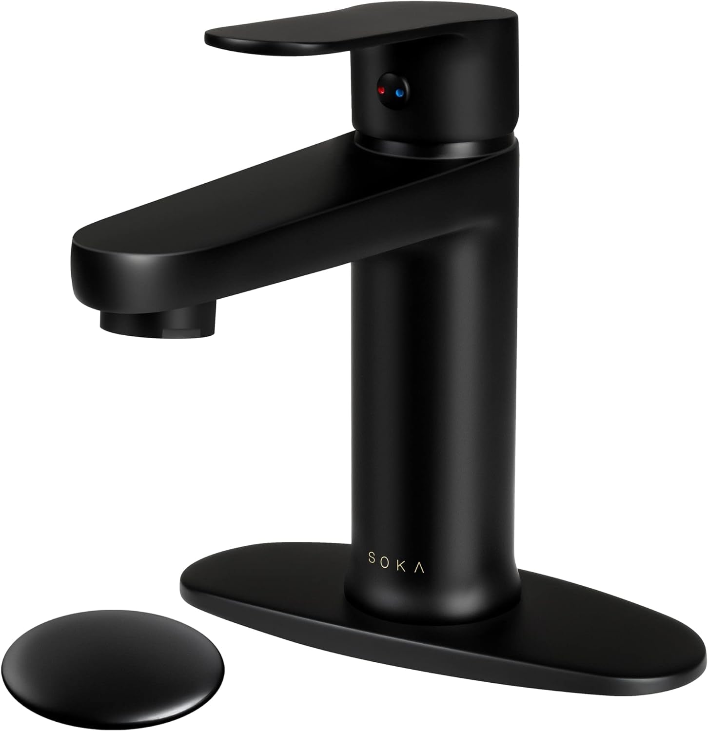 Brass Bathroom Faucet Matte Black with Pop-Up Sink Drain Stopper & Deck Plate - 1 or 3 Hole Single Handle RV Faucet