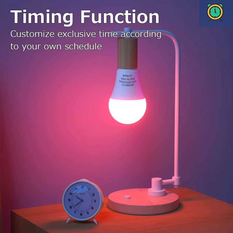 Tuya Wifi Bluetooth E27 Smart Bulb RGBCW 100-240V 15W LED 
