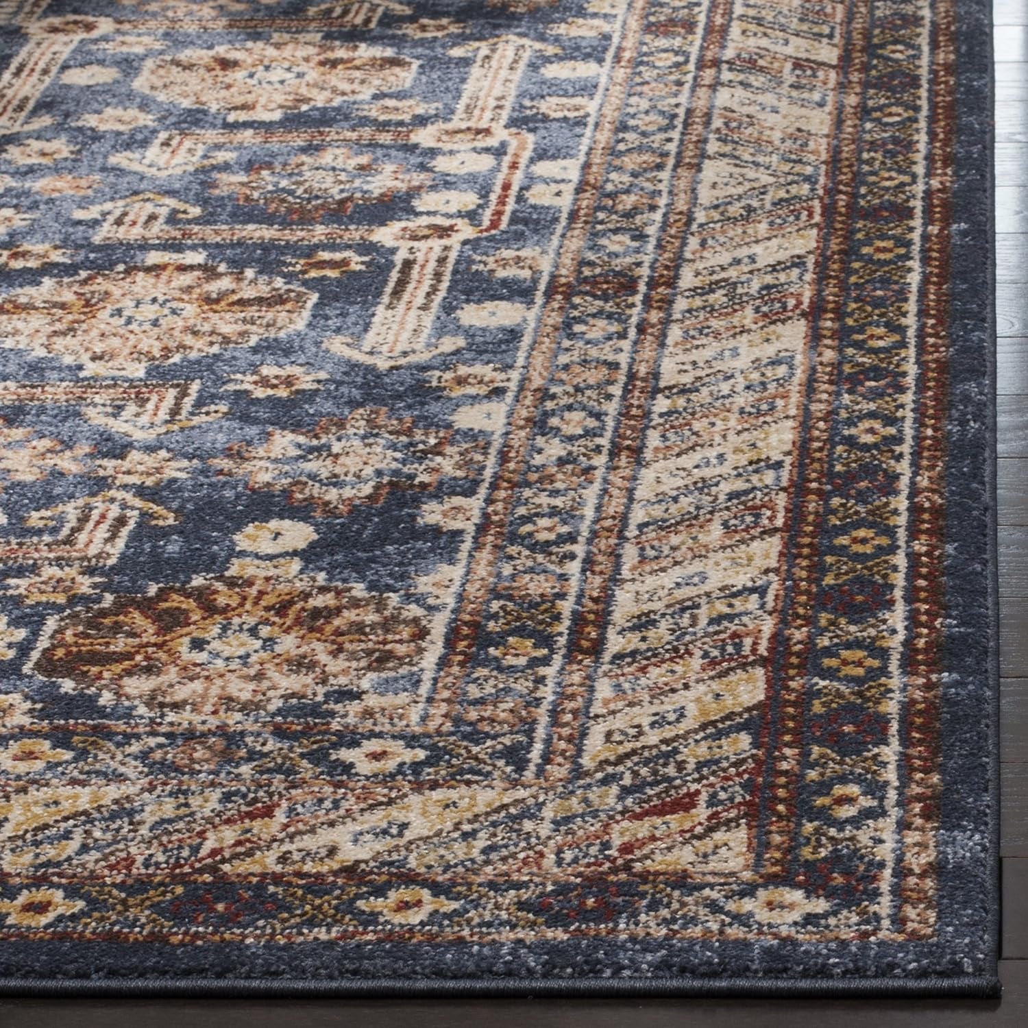 Bijar Collection 2'3" X 4' Royal / Ivory BIJ653B Traditional Oriental Distressed Non-Shedding Living Room Bedroom Accent Rug