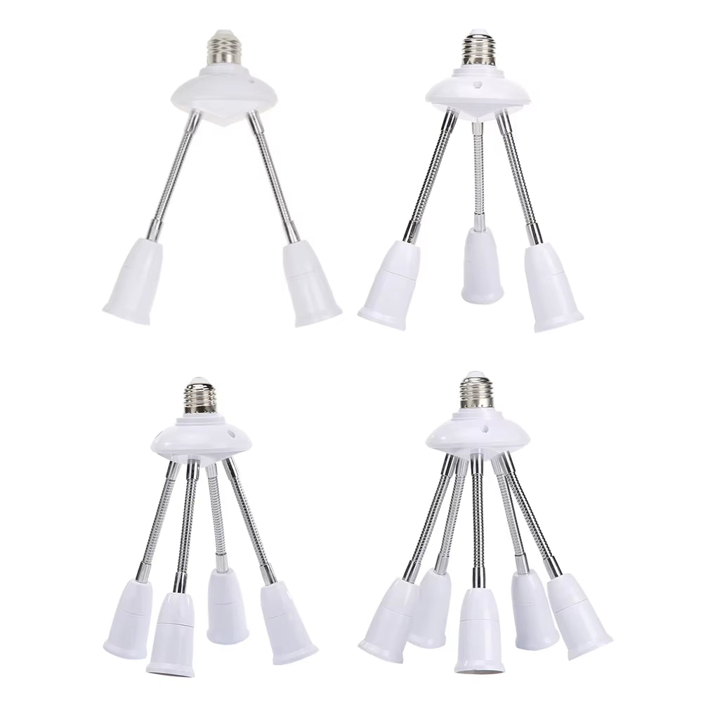E27 Splitter 2/3/4/5 Heads Lamp Base Adjustable LED Light Bulb Holder Adapter Converter Socket 