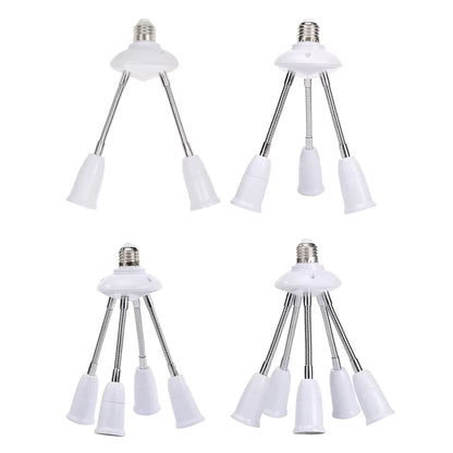 E27 Splitter 2/3/4/5 Heads Lamp Base Adjustable LED Light Bulb Holder Adapter Converter Socket 