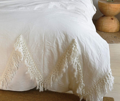 Boho Duvet Cover Boho Bedding Tassel Tufted Fringed 100% Cotton Queen
