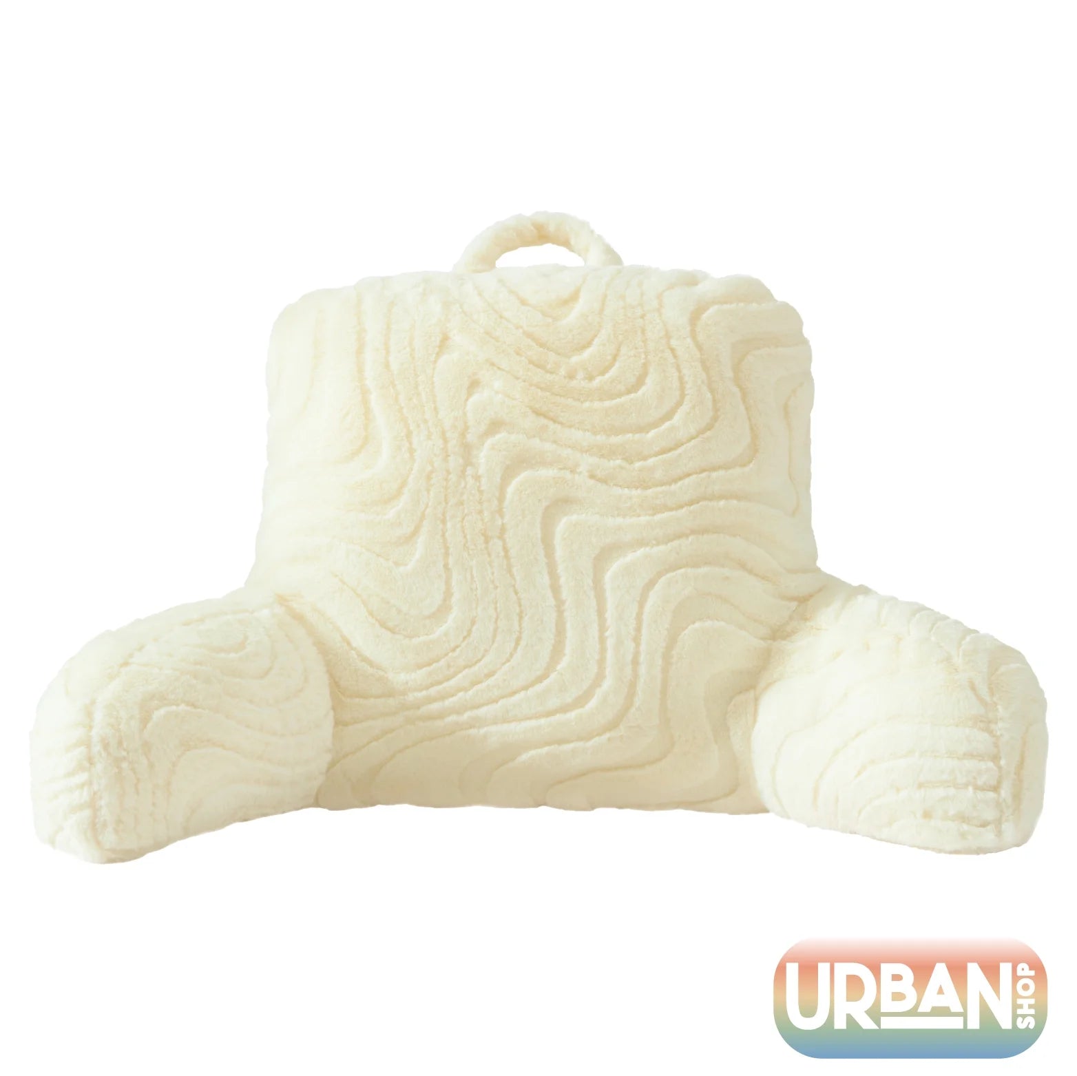 32" X 10" X 16" Cream Groovy Backrest Bed Pillow