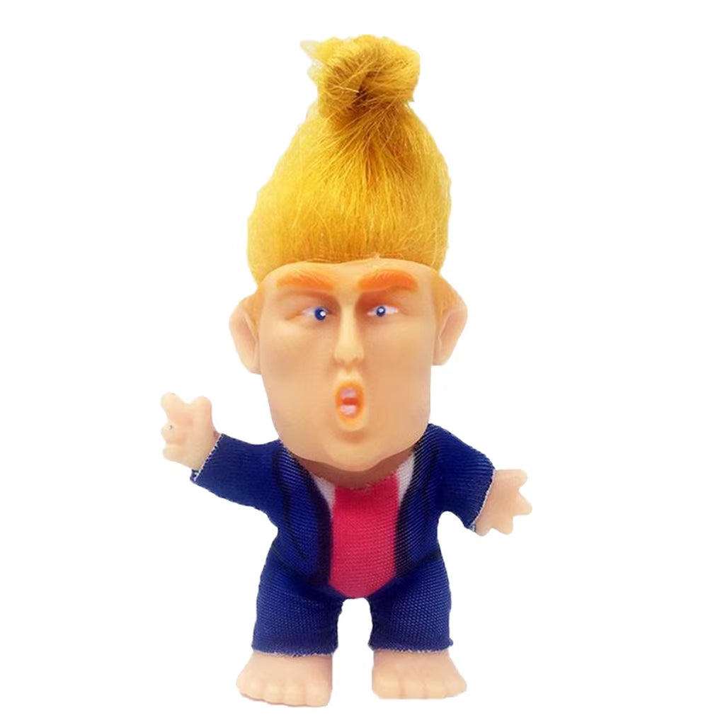 2.36'' President Donald Trump 2020 Collect Modle Long Hair Troll Doll Mini Action Figures Funny Toys for Adults Kids