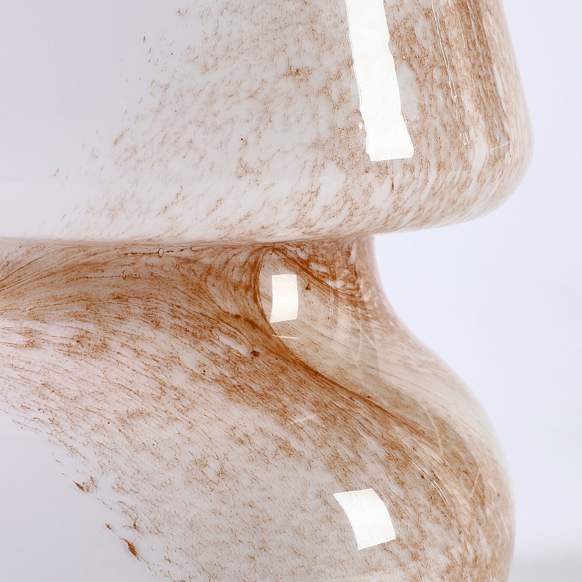 (2 Pack)  Brown Marble Glass Mushroom Lamp, 10" H X 7.5" W, Plug In