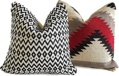 Kilim Pillow Cover 18X18 Boho Throw Pillow Bohemian Throw Pillows Boho Room Decor Boho Pillows Indie Decor Indie Pillow Covers Kilim Throw Pillow Black Beige