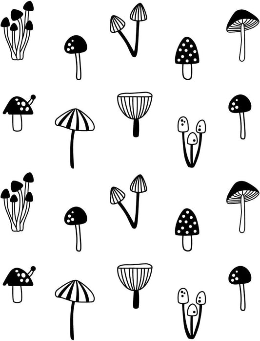 Set of 20 Vinyl Wall Art Decal - Mushroom Pattern - from 5" X 2" Each - Cool Adhesive Sticker Cute Design