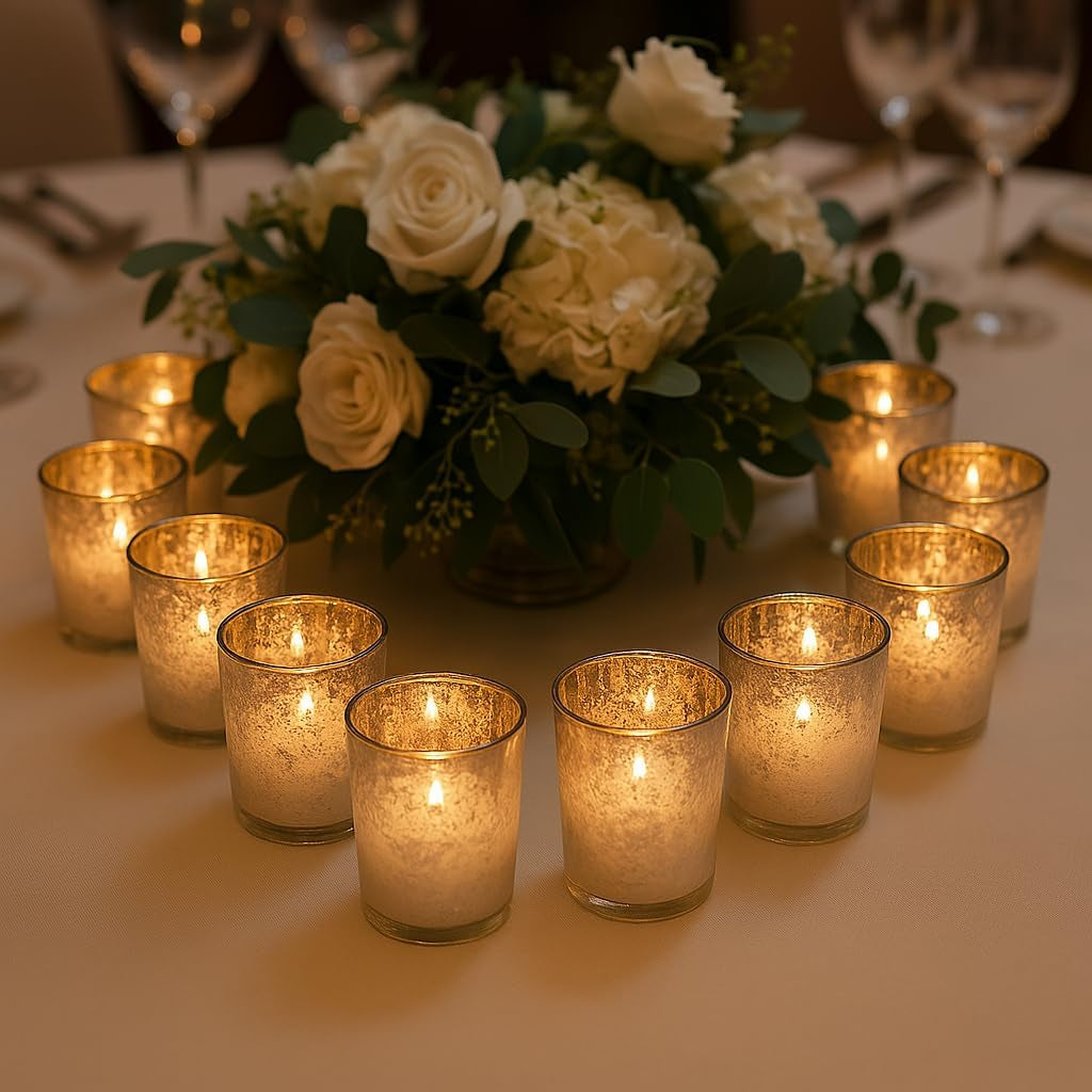 2.6" Tall Mauve Frosted Ombre Mercury Glass Votive Candle Holders Set of 12 Frosted Glass