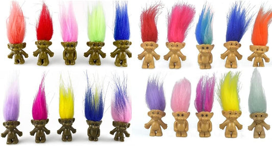 20Packs Lucky Troll Dolls Set,Pvc Vintage Lucky Doll Chromatic Adorable for Collections, School Project, Arts and Crafts, Party Favors. (Style1-20Packs)