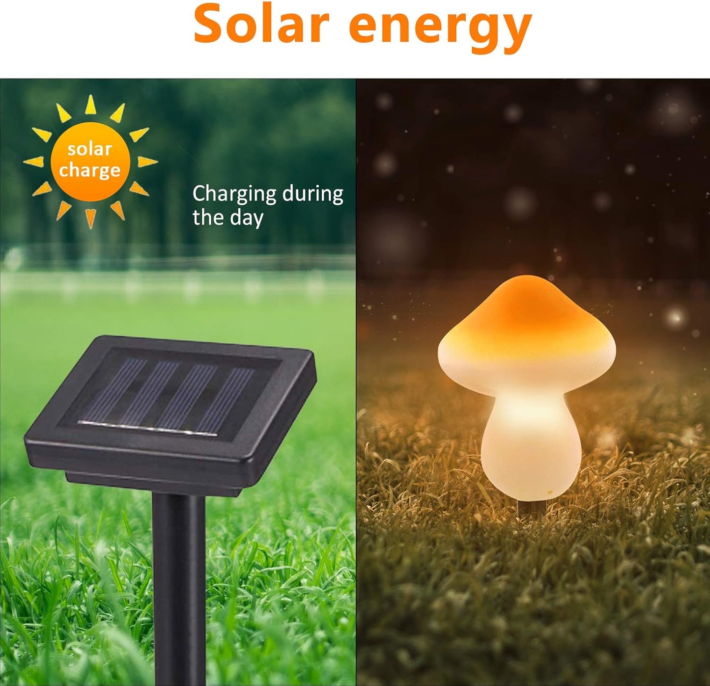 Outdoor Solar Garden Mushroom Lights - Mushroom Solar Lights Garden Stake Led Light Night Flashing Mushrooms Lamp Decor Backyard Path Lights（1-Pack of 3 Orange Mushroom Lights