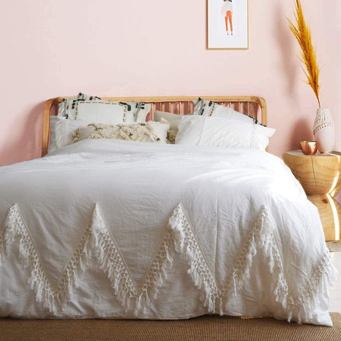 Boho Duvet Cover Boho Bedding Tassel Tufted Fringed 100% Cotton Queen