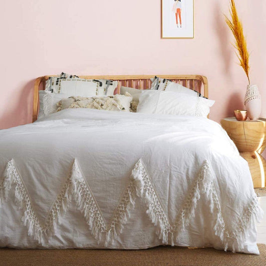 Boho Duvet Cover Boho Bedding Tassel Tufted Fringed 100% Cotton Queen