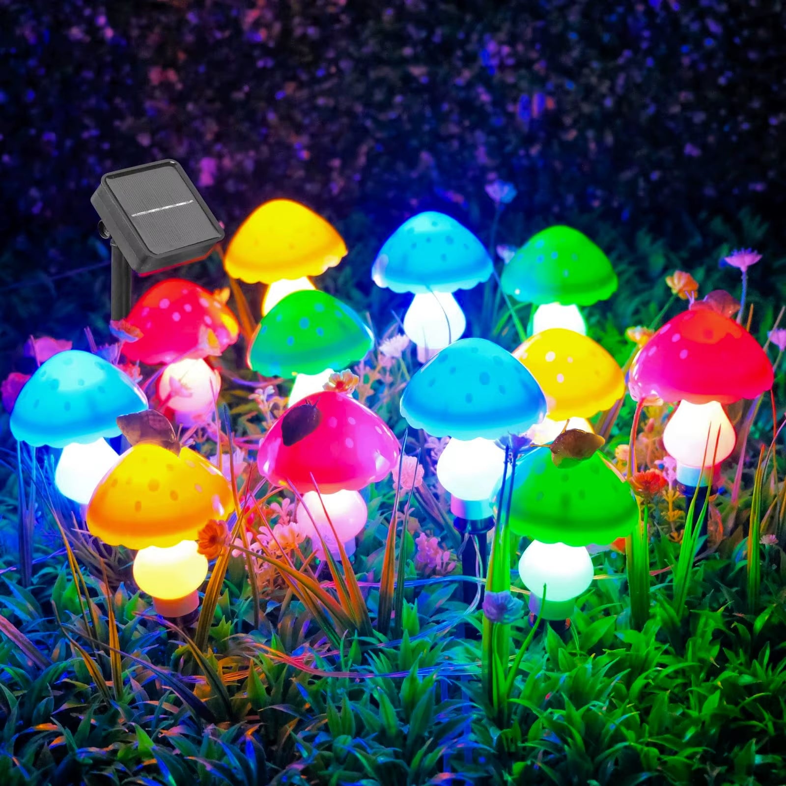8Pcs Red LED Solar Mushroom Light Outdoor Garden Decor Waterproof Fairy Light Solar String Light Pathway Lawn Lamp Garden Light