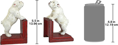 over the Fence Bulldog Cast Iron Sculptural Bookend Pair