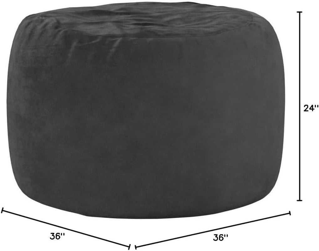 Memory Foam Bean Bag Chair, 3-Feet, Charcoal Micro Suede
