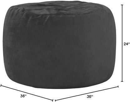Memory Foam Bean Bag Chair, 3-Feet, Charcoal Micro Suede