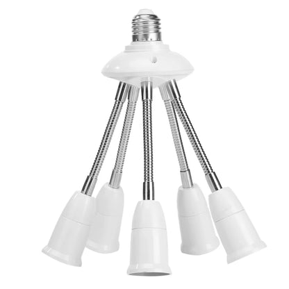 E27 Splitter 2/3/4/5 Heads Lamp Base Adjustable LED Light Bulb Holder Adapter Converter Socket 