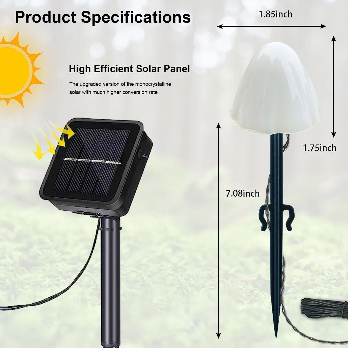 Mushroom Solar Lights, 8 Modes 12 LED Outdoor Waterproof Solar Garden Lights, Warm White Mushroom Solar Lights Landscape Pathway Lights