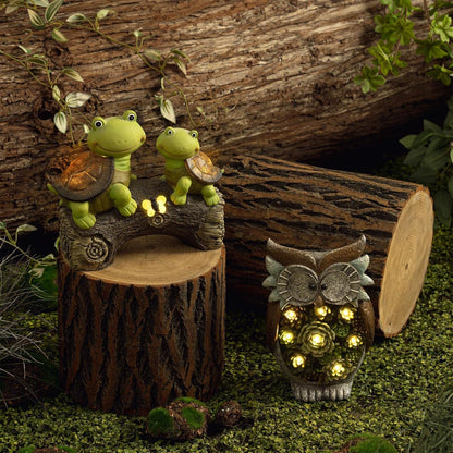 Owl Garden Statue Garden Decor with Solar LED Lights for Yard Patio, Owl Gifts for Owl Lovers, Outdoor Decorations Lawn Ornaments Animal Figurine, 10.5 X 6 Inch