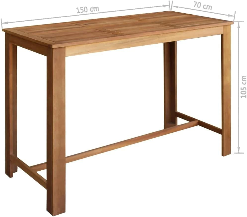 Solid Wood Acacia Bar Table Bistro Table Bar High Table Breakfast Table Dining Table Pub Table Kitchen Room Furniture 59.1"X27.6"X41.3" Brown