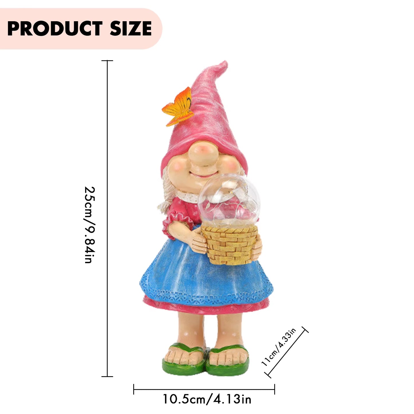 Creative Solar Glowing Elf Statue Ornament Resin Goblin Gnome Sculptures with Light Waterproof Garden Decor for Pathway