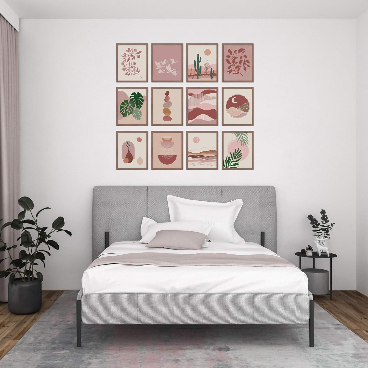 Boho Wall Art Prints Southwestern Art Wall Decor 8X10 12 Set, Neutral Aesthetic Wall Collage Kit, Modern Wall Art Desert Bedroom Posters,