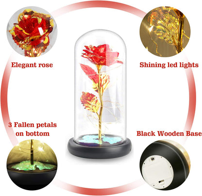 Mom Gifts for Mothers Day Rose Gifts for Mom Women Wife Girlfriend Grandma Her, Glass Artificial Forever Roses Flowers Beauty and the Beast Light Rose Present Decor for Valentines Day Thanksgiving