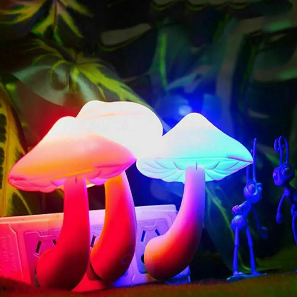 Mushroom Shape LED Night Lights Sensor Dusk to Dawn Bedroom Decor Wall Lamps for Kids Children'S Room Bedside Lamp US/EU Plug