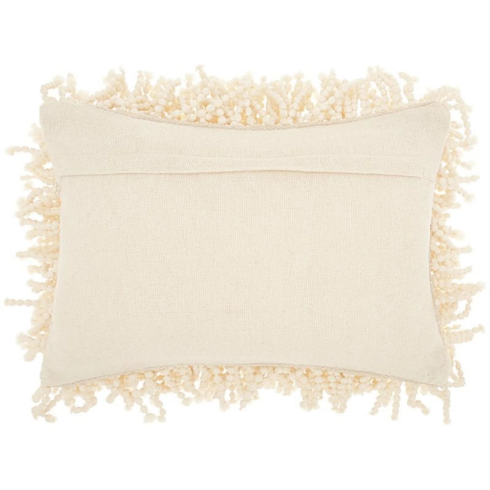 Mina Victory Shag 14X20" Cotton Skinny Fugga Throw Pillow in Ivory