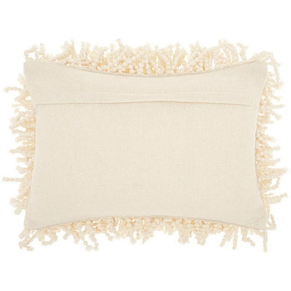 Mina Victory Shag 14X20" Cotton Skinny Fugga Throw Pillow in Ivory