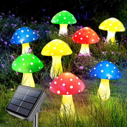 8Pcs Red LED Solar Mushroom Light Outdoor Garden Decor Waterproof Fairy Light Solar String Light Pathway Lawn Lamp Garden Light