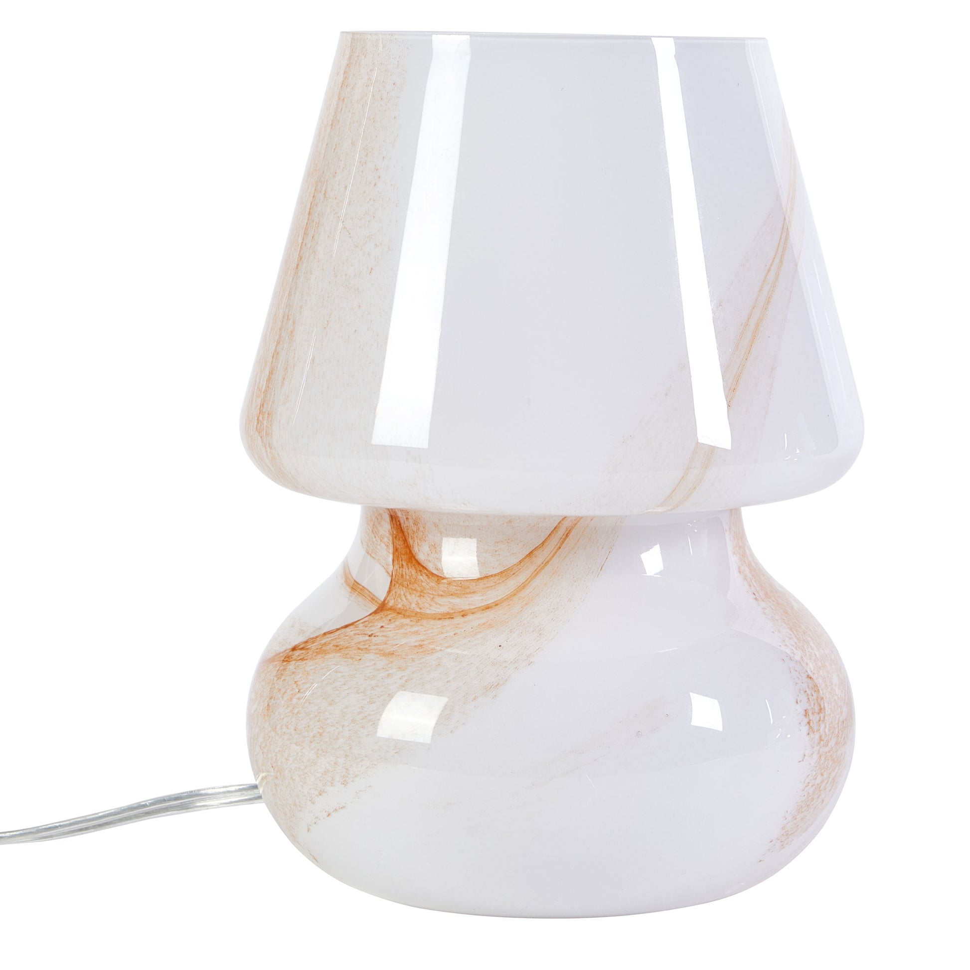 (2 Pack)  Brown Marble Glass Mushroom Lamp, 10" H X 7.5" W, Plug In