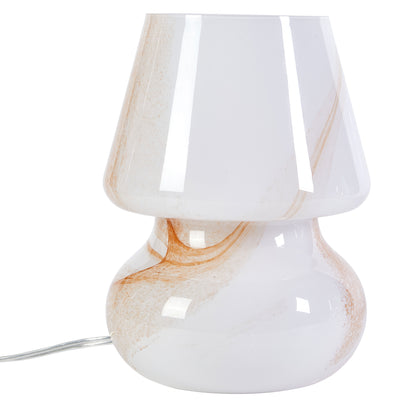 (2 Pack)  Brown Marble Glass Mushroom Lamp, 10" H X 7.5" W, Plug In