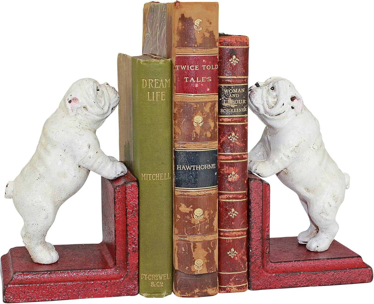 over the Fence Bulldog Cast Iron Sculptural Bookend Pair