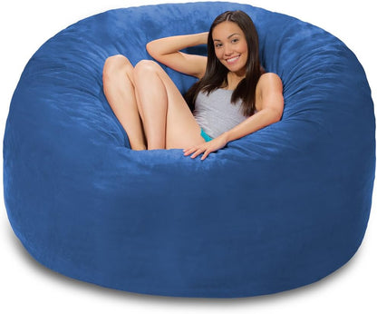 Memory Foam Bean Bag Chair, Royal Blue Micro Suede