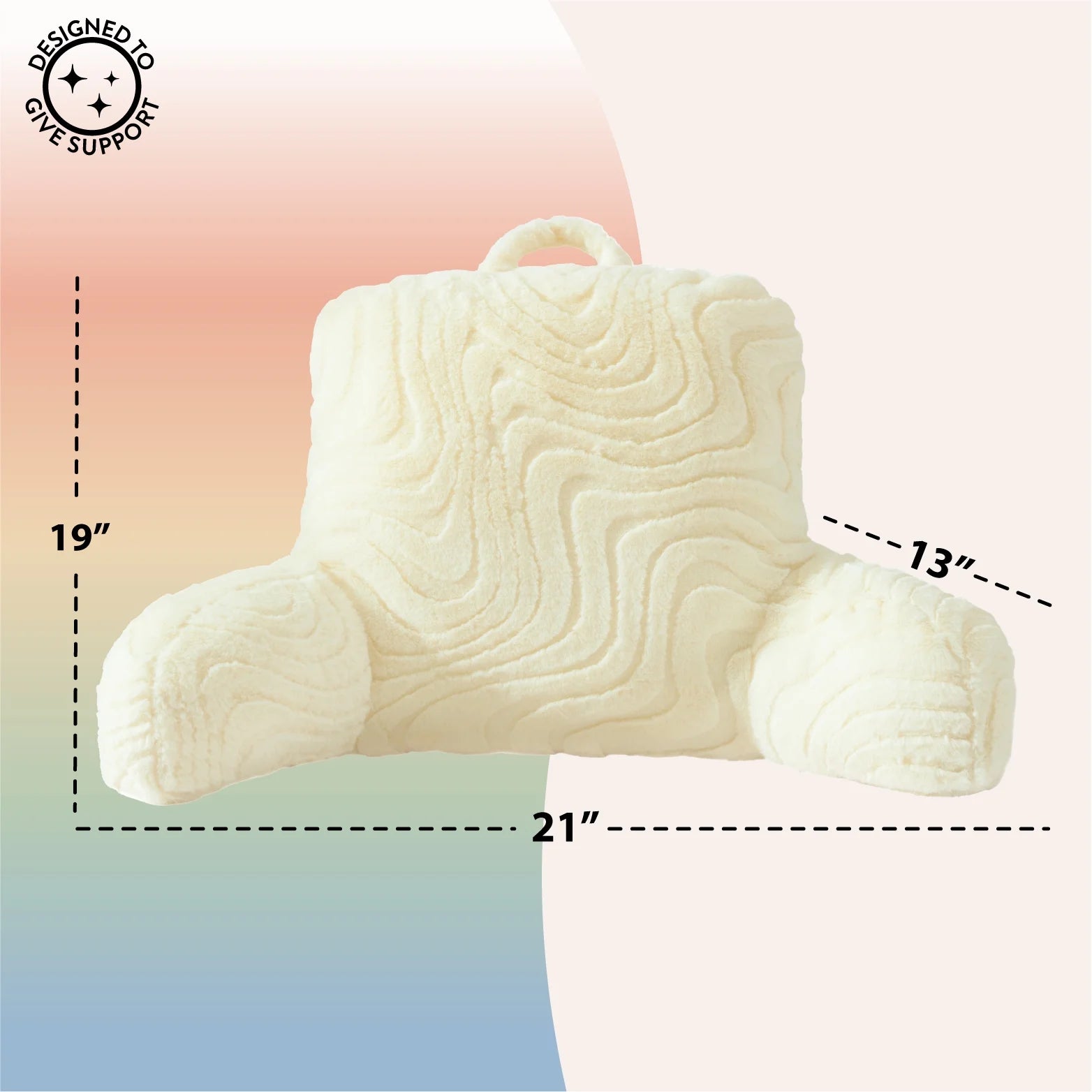 32" X 10" X 16" Cream Groovy Backrest Bed Pillow