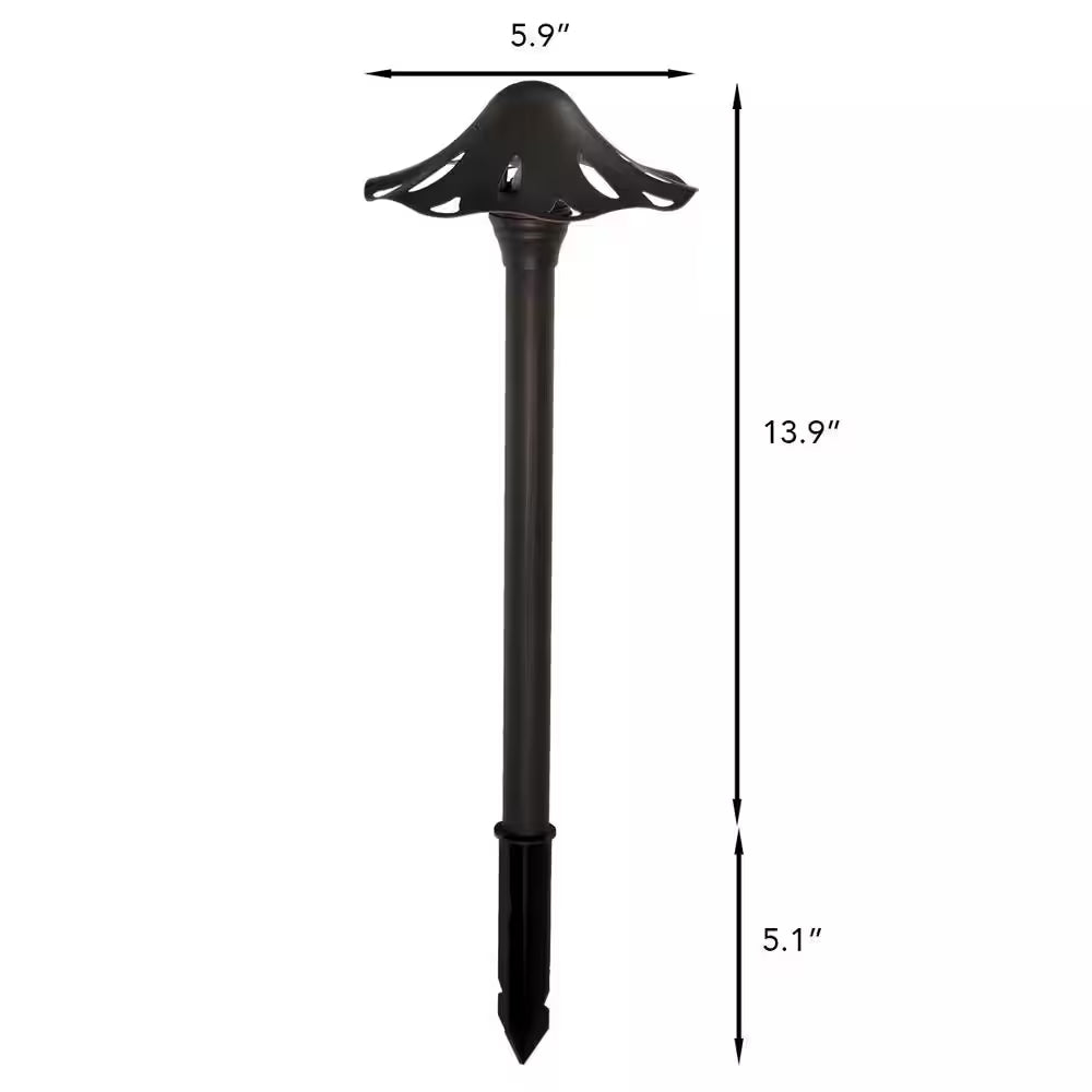 Solar Oil Rubbed Bronze Outdoor Integrated LED Mushroom Landscape Path Light with Remote Solar Panel (2-Pack)