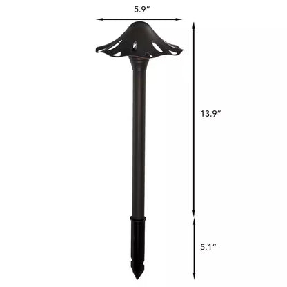 Solar Oil Rubbed Bronze Outdoor Integrated LED Mushroom Landscape Path Light with Remote Solar Panel (2-Pack)
