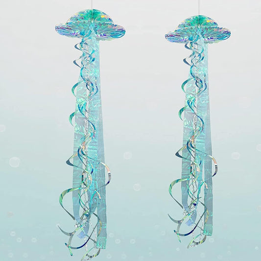 Ocean Blue Jellyfish Decor under the Sea Party Decoration Little Mermaid Theme Birthday Decorations Ocean Theme Décor Hanging Jelly Fish Lanterns Bridal Baby Shower Wedding Party Supply