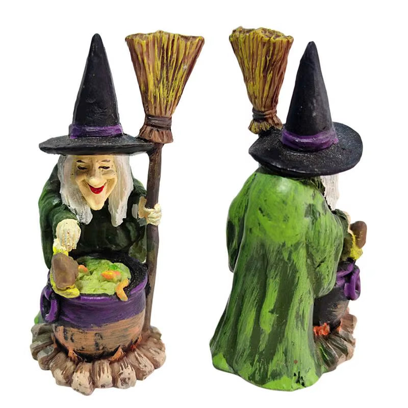 Halloween Decoration Figurine Wizard and Witch Ornaments Sand Table Decorations Desktop Ornament for Halloween Themed Parties