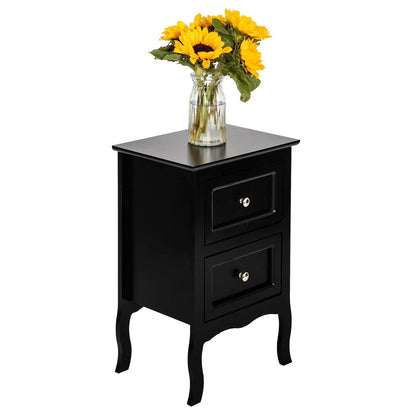Zimtown Black Night Table Storage Table,Wood End Table Nightstand Side Table
