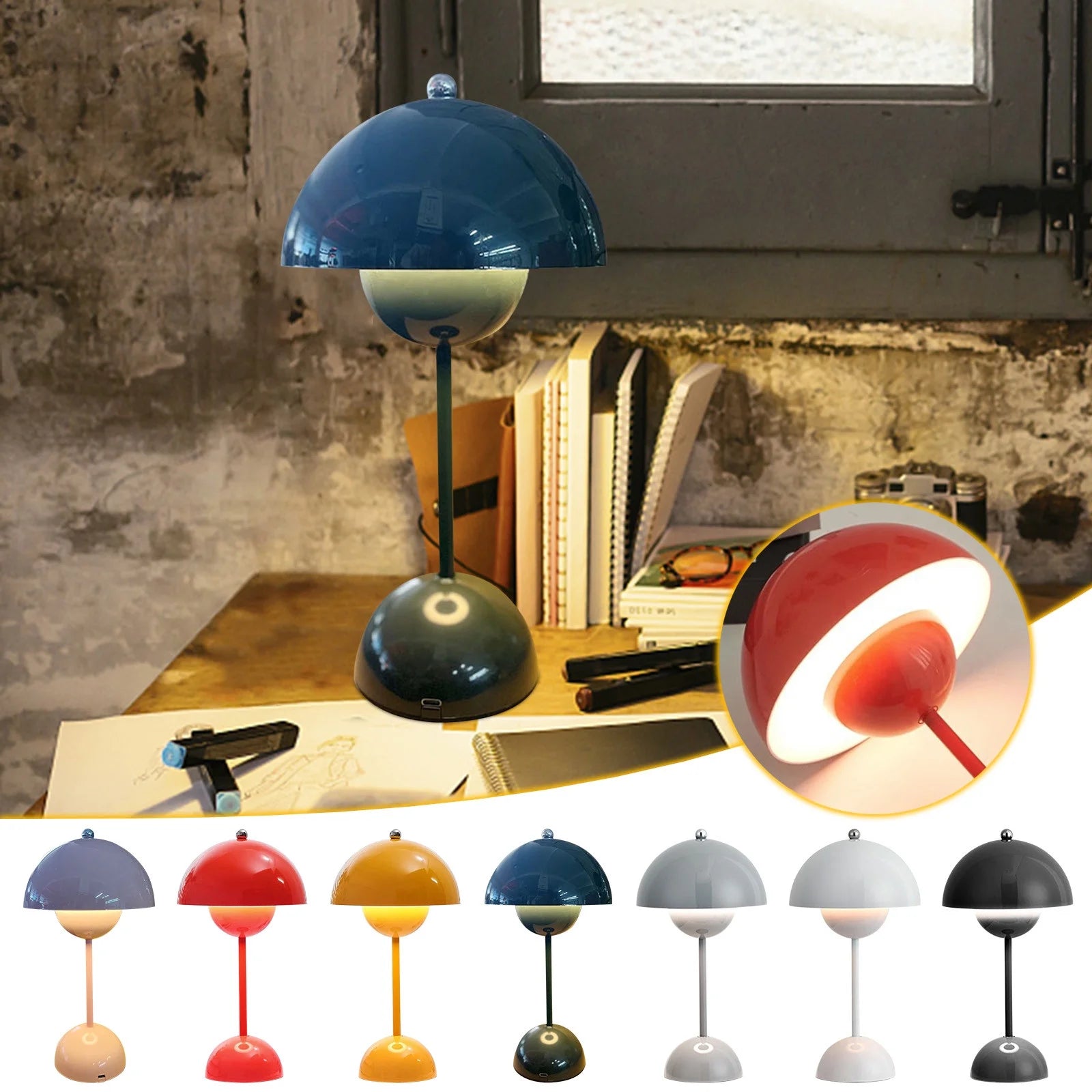 Danish Space Age Mushroom Lamp Midcentury Table Lamps, Wedding Nightstand Lamp Desk Lamp & Bedroom Lamp, Mid Century Modern Lamp