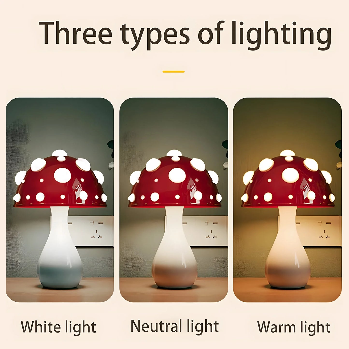 Mushroom Table Lamp Night Light for Home Decor White