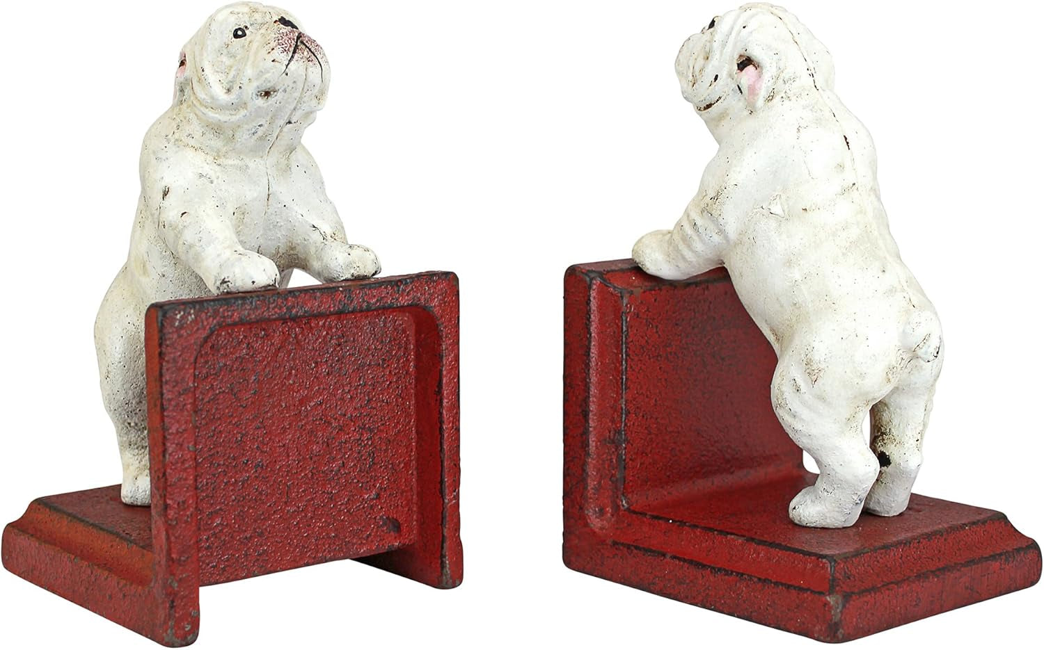 over the Fence Bulldog Cast Iron Sculptural Bookend Pair