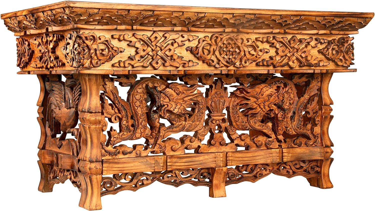 Small Altar Table, Meditation Table Altar, Small Puja Table, Meditation Altar Wood Wiccan Buddhist, Tea Japanese, Low Side Dragon (Large)