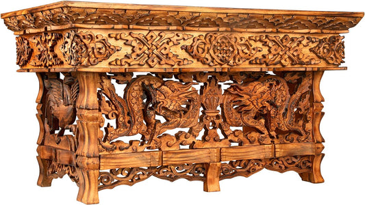 Small Altar Table, Meditation Table Altar, Small Puja Table, Meditation Altar Wood Wiccan Buddhist, Tea Japanese, Low Side Dragon (Large)