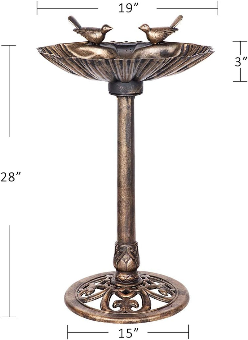 28 Inch Height Polyresin Lightweight Outdoor Double Birds Garden Bird Bath Copper