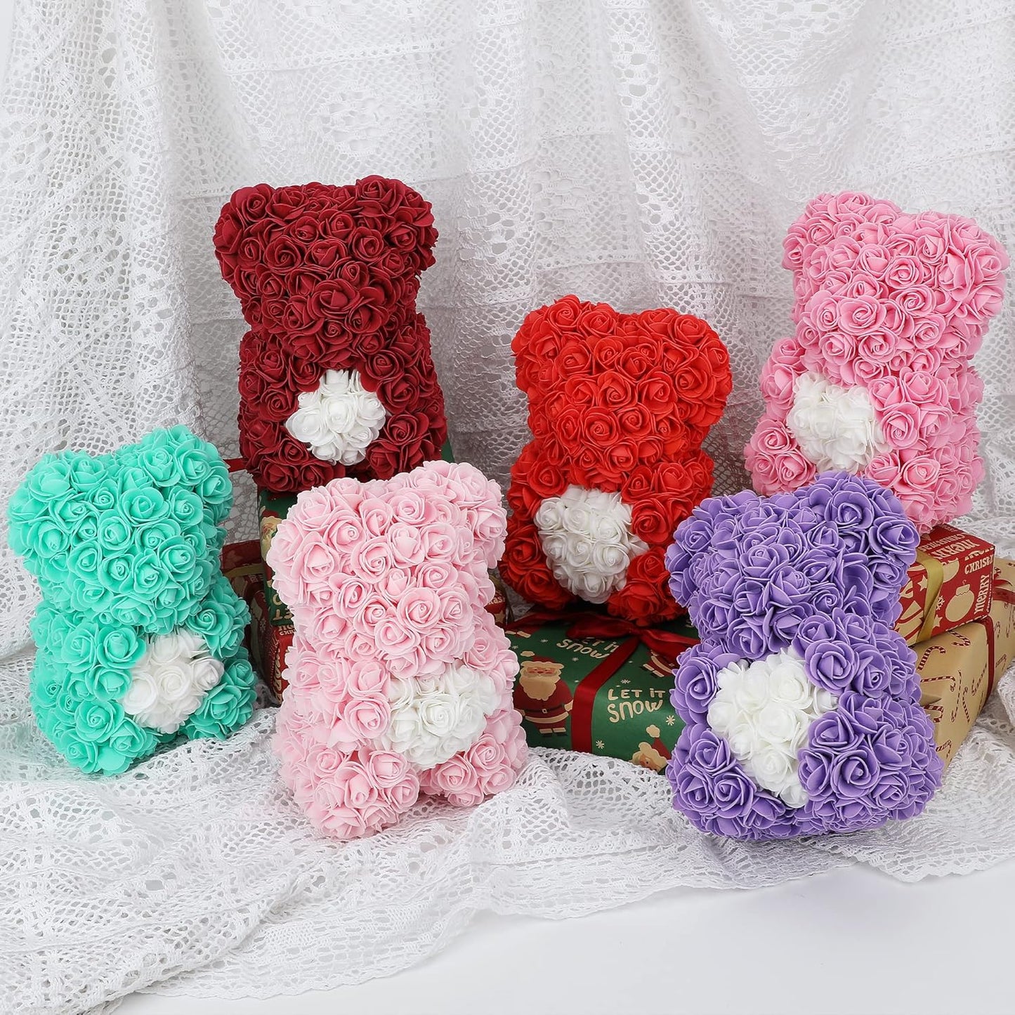 Mother'S Day Rose Bear Gifts for Her, Romantic Mother'S Day Flower Bear Gifts for Mom Wife Girlfriend, I Love You Anniversary Birthday Gifts Rose Teddy Bear with Love Bouquet in Gift Box