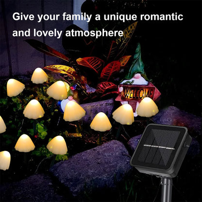 Mushroom Solar Lights, 8 Modes 12 LED Outdoor Waterproof Solar Garden Lights, Warm White Mushroom Solar Lights Landscape Pathway Lights